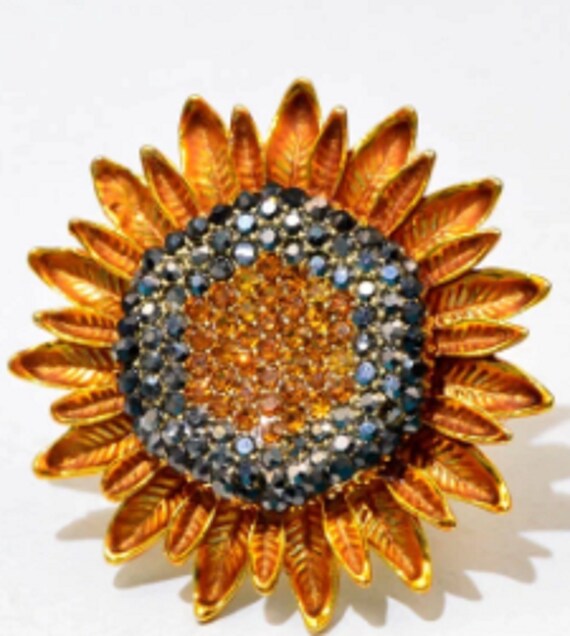 Gorgeous Crystal Sunflower Brooch Pendant