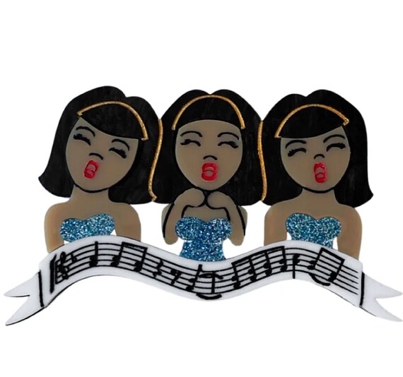 DAISY JEAN Little Shop of Horrors Singing Trio Acrylic Brooch Pin