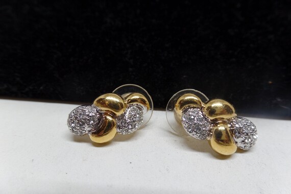 Gorgeous Vintage Crystal Love Knot Pierced Earrings! New Old Stock