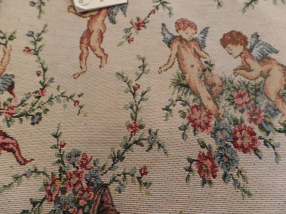 Fabulous Vintage Angel Tapestry 54" Table Runner-New Old Stock-Original Tag