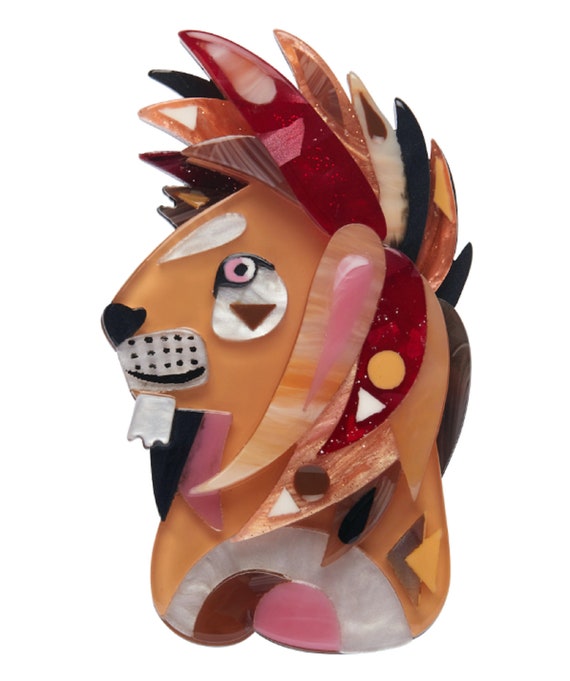 ERSTWILDER Pete Cromer The Liberated Lion Acrylic Brooch Pin!