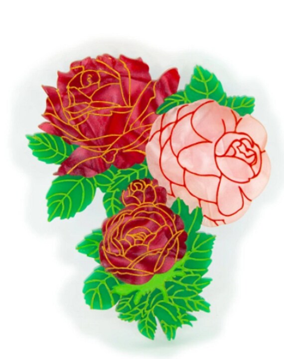 DAISY JEAN Roses in Bloom Acrylic Brooch