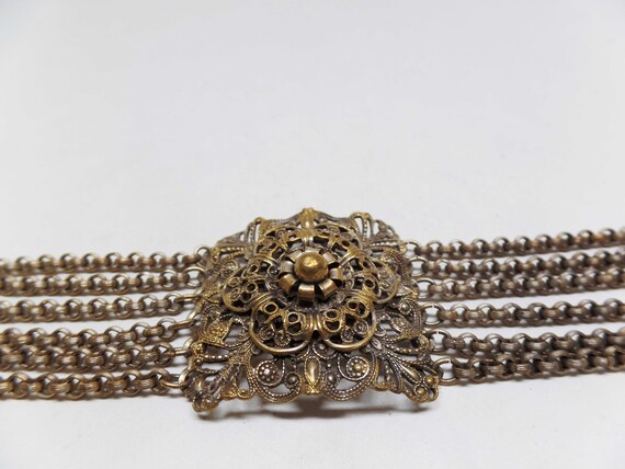 Antique Brass Filigree Wide Bracelet