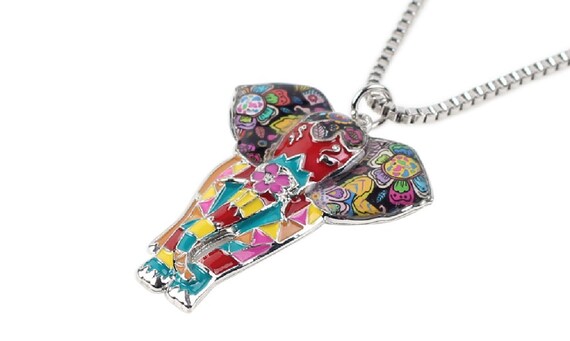 Adorable Enamel Elephant Necklace