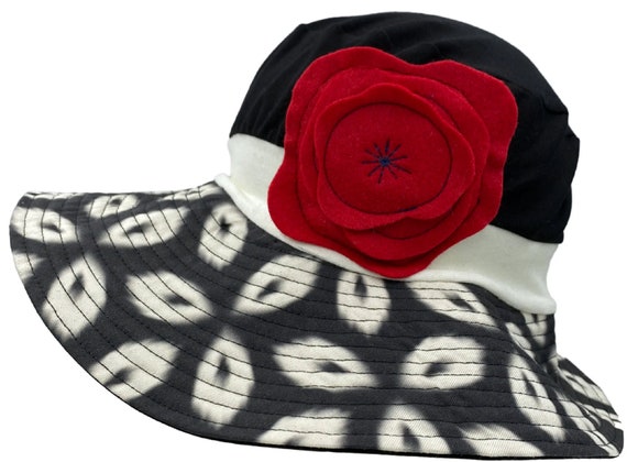 Adorable Vintage Inspired Black and Red Sunhat