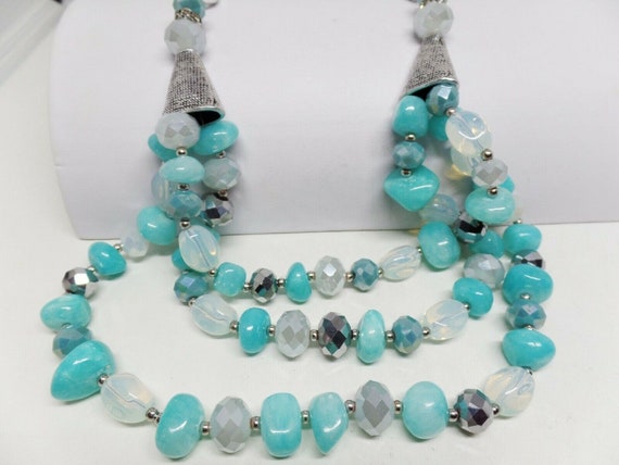 Gorgeous Blue Crystal & Natural Amazonite Necklace