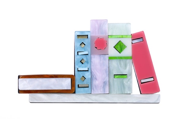 Adorable Acrylic Book Shelf Brooch Pin
