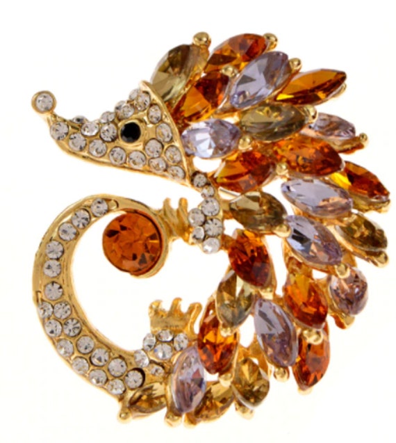 Adorable Crystal Hedgehog Brooch Pendant!