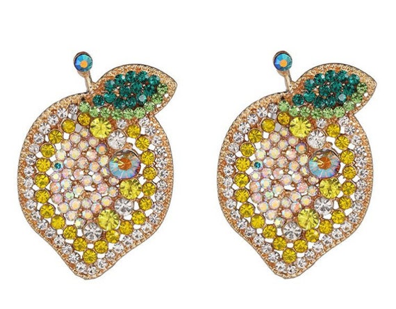 Gorgeous Aurora Borealis Crystal Lemon Earrings