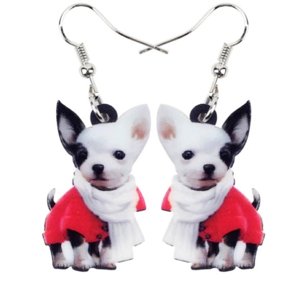 Adorable Acrylic Chihuahua Drop Earrings
