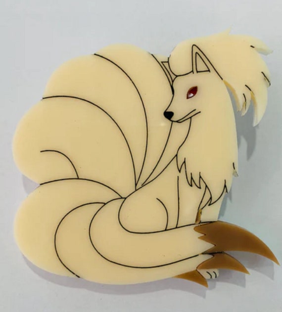 DAISY JEAN Designs Ninetails Fox Acrylic Brooch Pin Pokemon Collection!
