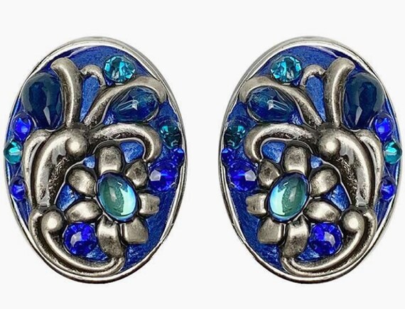 MICHAL GOLAN Cerulean Blue Floral Clip Earrings