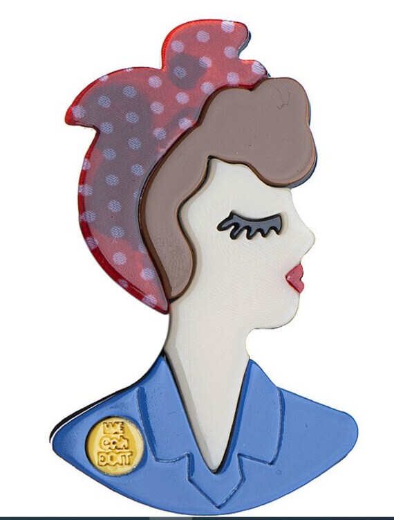 Adorable Acrylic Rosie The Riveter Brooch