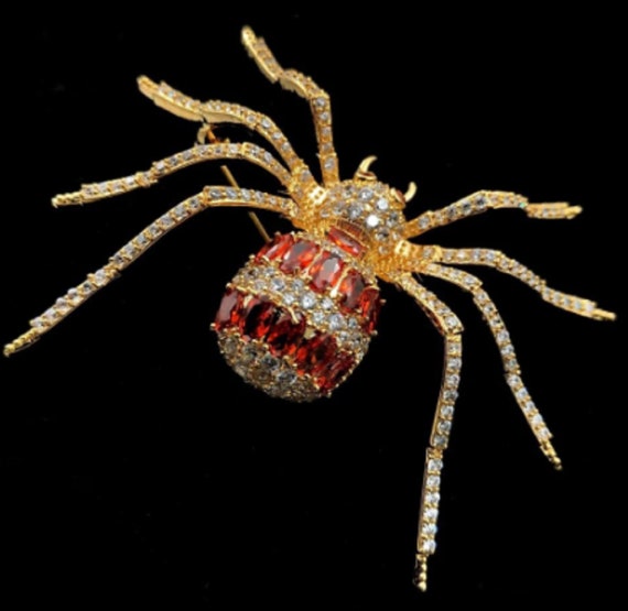 Gorgeous Topaz CZ Spider Brooch