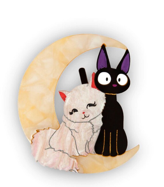 DAISY JEAN GHIBLI Designs Lily & Jiji Cats on the Moon Acrylic Brooch