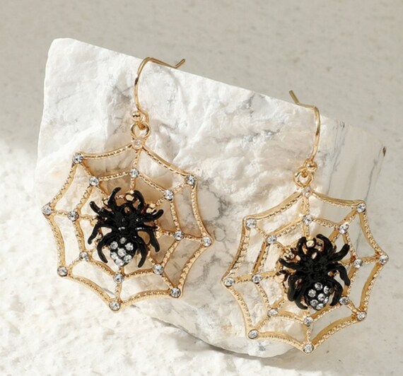 Fabulous Crystal Spider Web Dangle Earrings