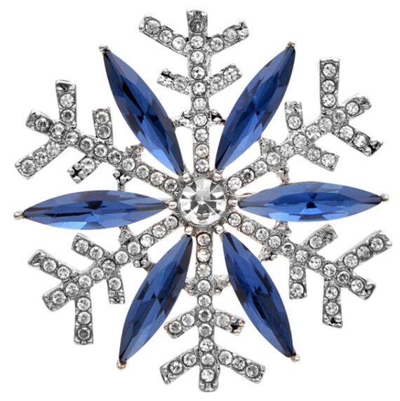 Fabulous Blue Crystal Snowflake Brooch!