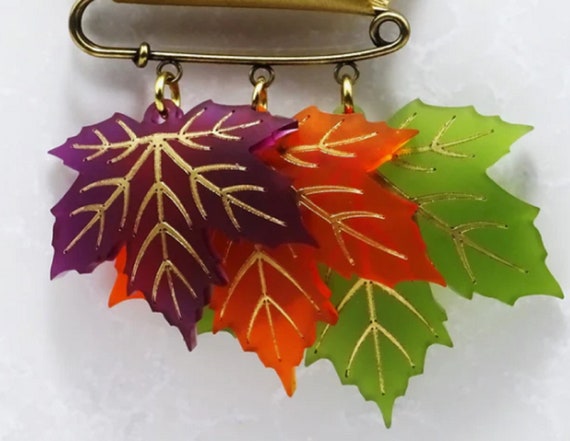 Miss J Acrylic Couture Autumn Maple Leaf Brooch Pin