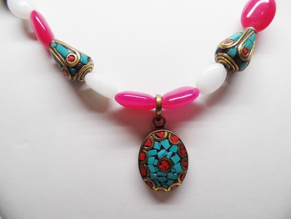 CLEARANCE Gorgeous Vintage Natural Stone Micromosaic Beaded Necklace