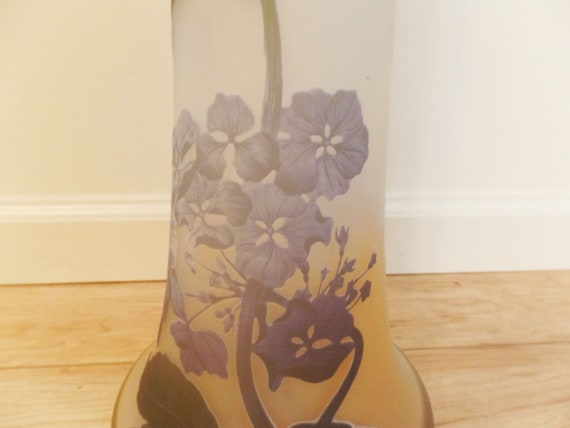 Antique GALLE Signed  With Star Massive Hydrangea Cameo Glass Vase! Very Rare!