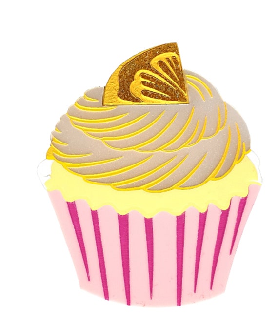 DAISY JEAN Citrus Pop Lemon Cupcake Acrylic Brooch Pin