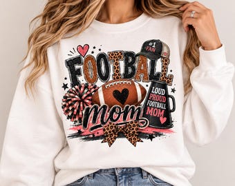 Football Mom PNG, Football Mom Sublimation Design, Sports Mom PNG, Football Shirt Design, Game Day Mom PNG, Football Fan Digital Download