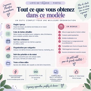 Liste de tâches Excel | Tableau suivi tâches | Gestionnaire de tâches | Priorités, statuts, et échéances | Excel et Google Sheets
