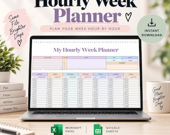Hourly Planner | Weekly Time Planner | Time Blocking Sheet | 30 Minute Slots with To Do List | Digital Download