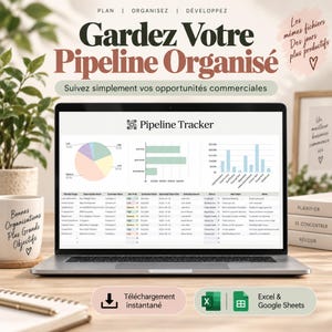 Suivi pipeline commercial | Tableau pipeline ventes | Suivi opportunités ventes | Pipeline 9 étapes | Excel & Google Sheets