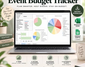 Event Budget Tracker | Event Budget Planner | Income vs Expenses | Profit Margin Tracker for Events | Digital Download