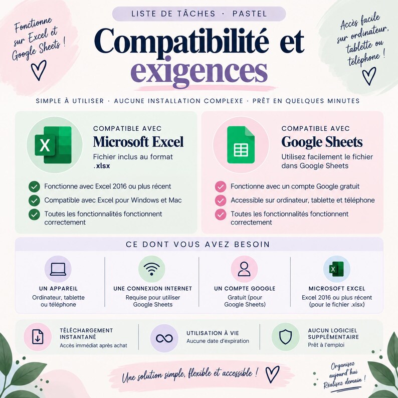 Liste de tâches Excel | Tableau suivi tâches | Gestionnaire de tâches | Priorités, statuts, et échéances | Excel et Google Sheets
