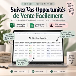 Suivi pipeline commercial | Tableau pipeline ventes | Suivi opportunités ventes | Pipeline 9 étapes | Excel & Google Sheets