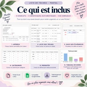 Liste de tâches Excel | Tableau suivi tâches | Gestionnaire de tâches | Priorités, statuts, et échéances | Excel et Google Sheets