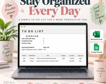 To Do List Tracker | Task Tracker Excel | To Do List Pastel | Overdue and Priority Task Log | Digital Download