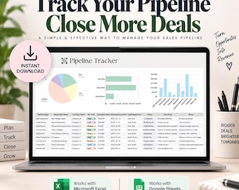 CRM Tracker Excel | Sales Pipeline Sheet | Pipeline Tracker | Lightweight Deal and Lead Log | Digital Download