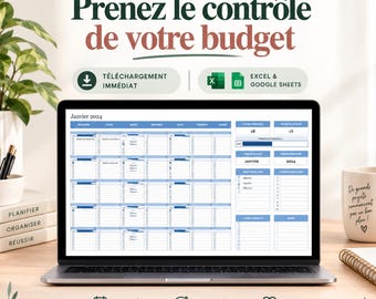 Calendrier mensuel Excel | Planificateur mensuel | Calendrier 12 mois | Tâches, objectifs et planning | Excel et Google Sheets