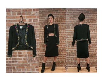 1980s Leslie Fay Evenings Beaded Whimsigoth Jacket