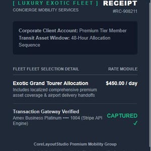 Klaviyo Luxury Automotive HTML Email Template | Exotic Car Rental Invoice Code | Premium Concierge Responsive Layout