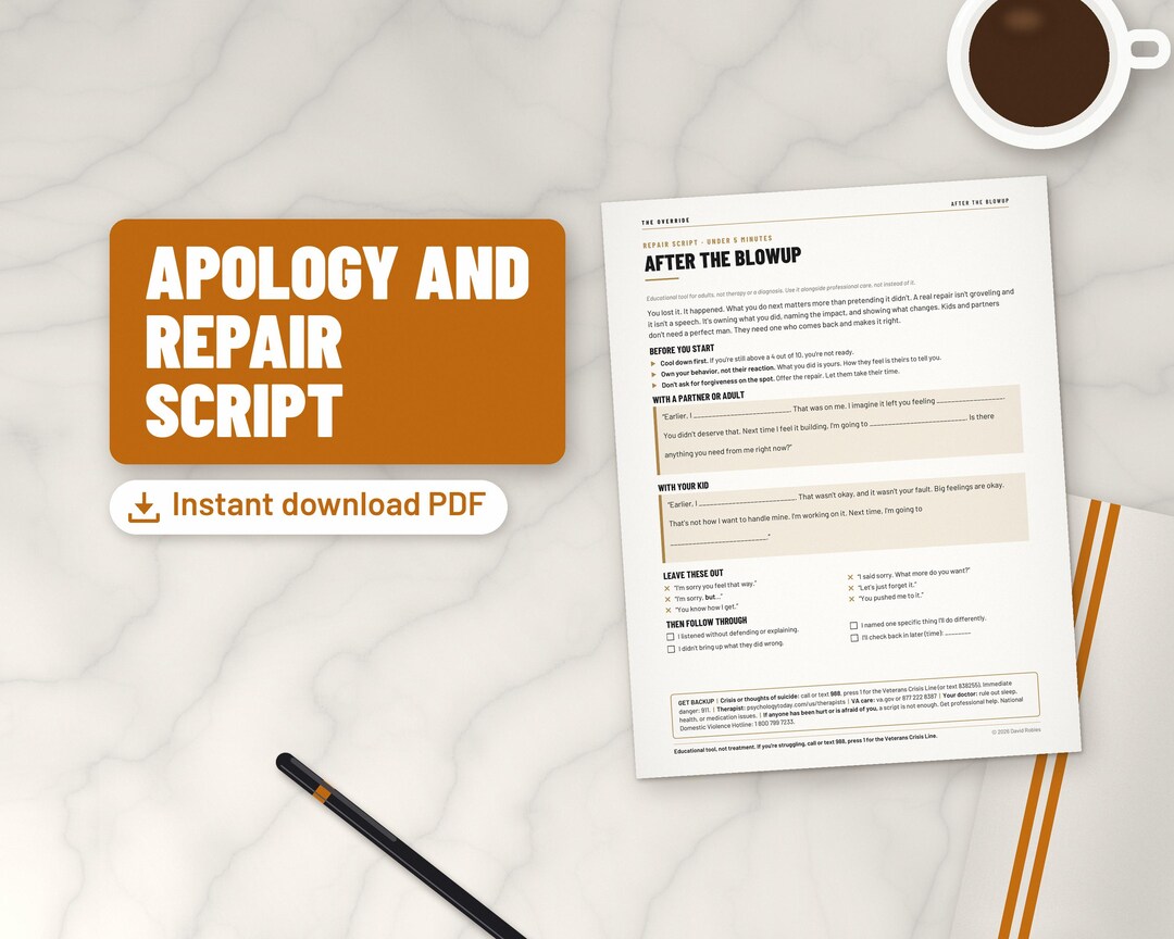 Apology Worksheet.pdf How to Apologize Worksheet for Men, Repair Script After an Argument ...