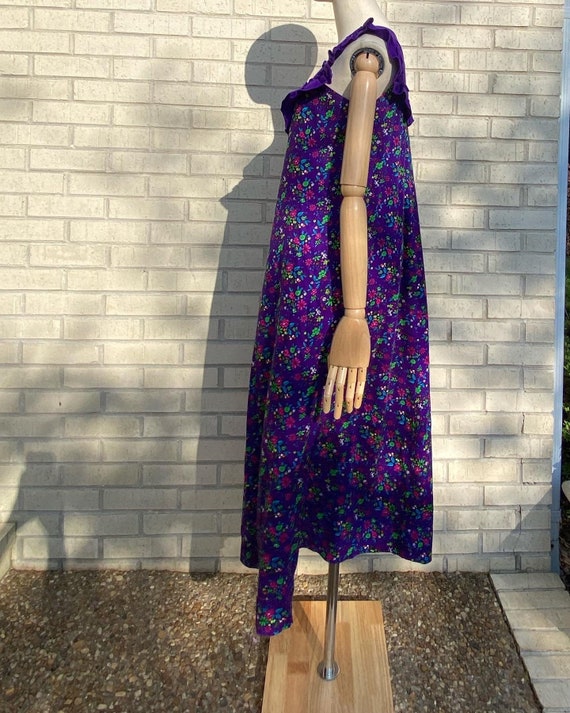 1960s Hawaiian Muu Muu dress, bright purple ruffl… - image 6