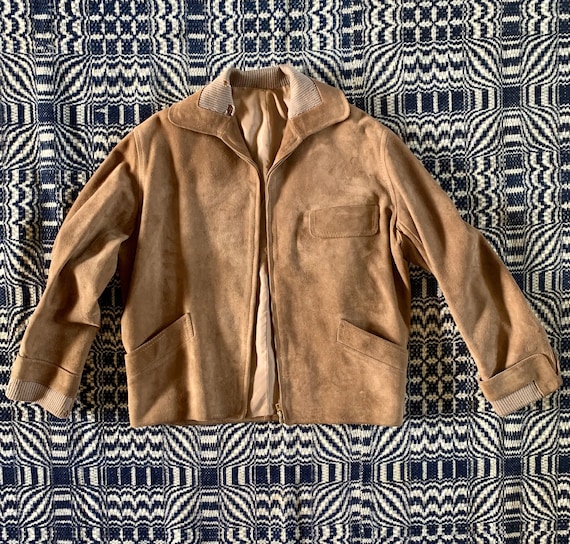 1940s Suede Jacket with Buckles at Waist, Metal Zi