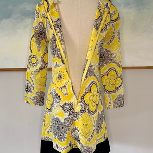 Late 60s, Early 70s Yellow and Black Paisley Mini Dress image 6