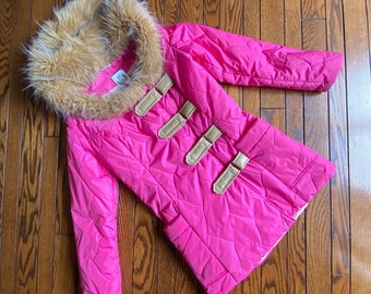 90s Kiss the Future Hot Pink Winter Jacket, 90s Club Kid Coat