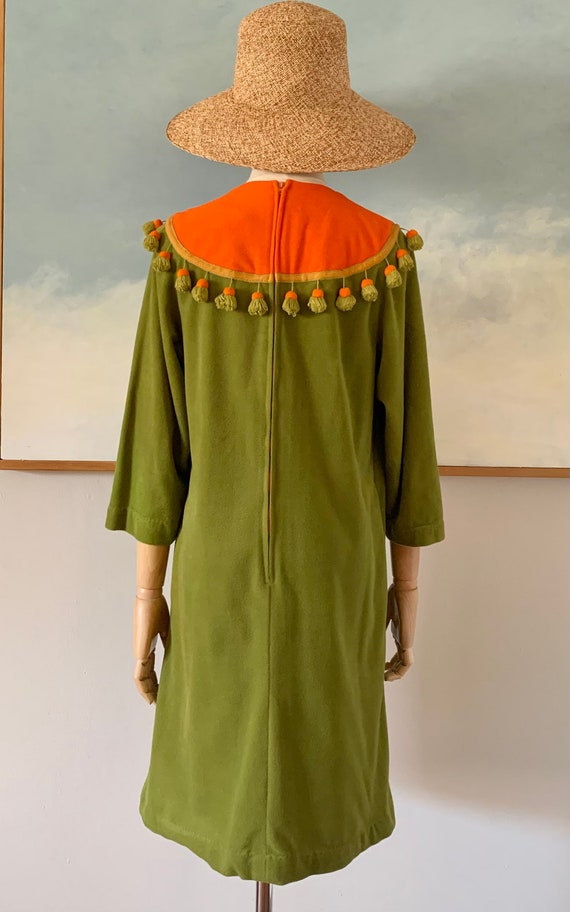 60s/70s Saks Fifth Avenue Green and Orange Fuzzy … - image 2