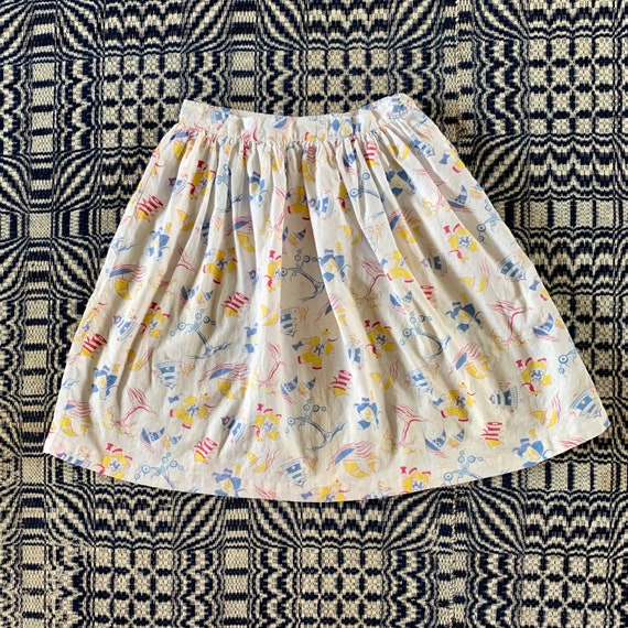 1930s/ 1940s Cotton Skirt with Fun Print, Extra S… - image 3