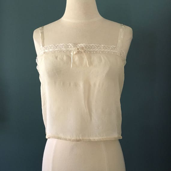 Vintage 1920s Silk Ivory and Lace Bralette, Antiqu