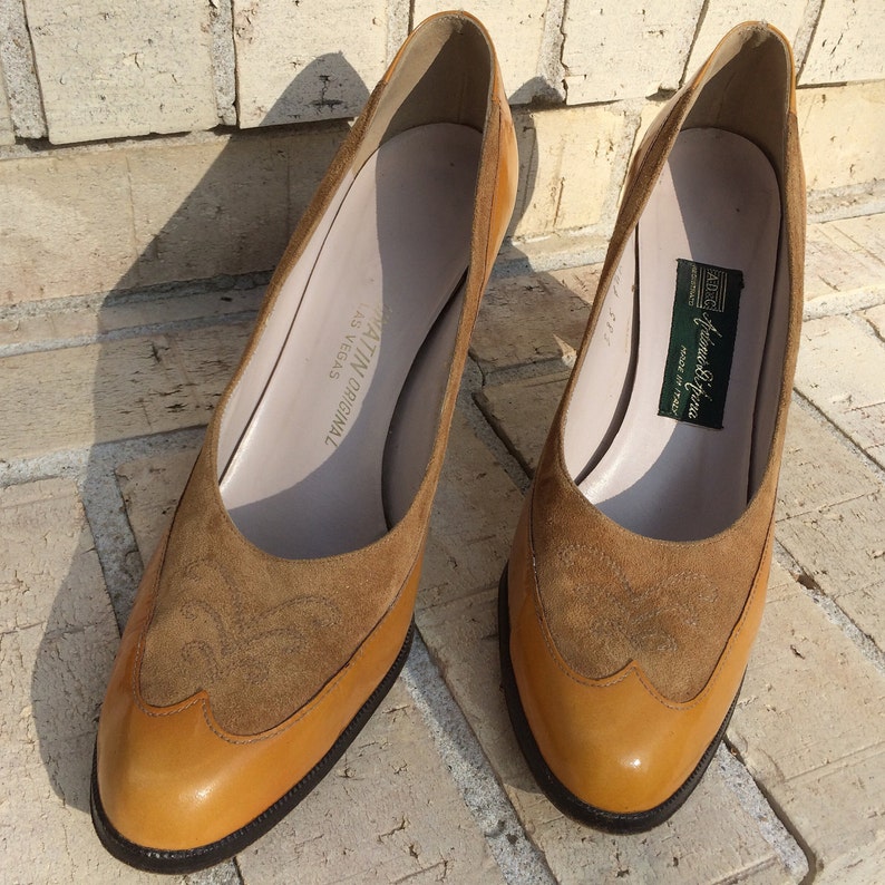 Vintage Mustard Yellow Pumps Patent Leather and Suede 70s Etsy