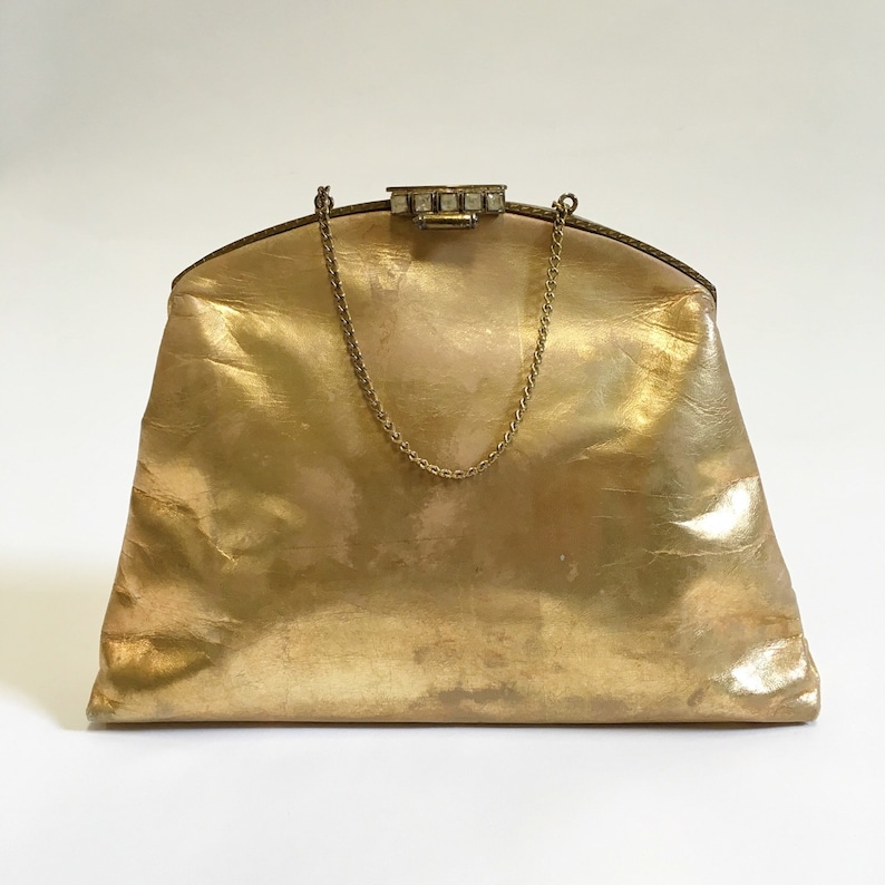 1920s Gold Metallic Leather Evening Bag Jazz Age Purse Etsy