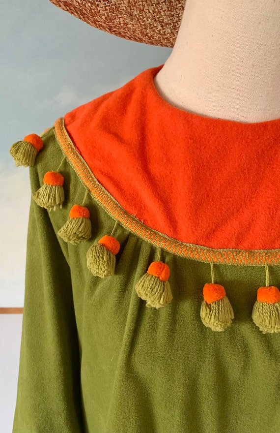 60s/70s Saks Fifth Avenue Green and Orange Fuzzy … - image 4