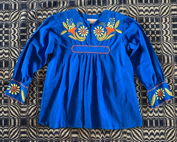 La Casa de Josefa Peasant Style Turquoise Blouse w